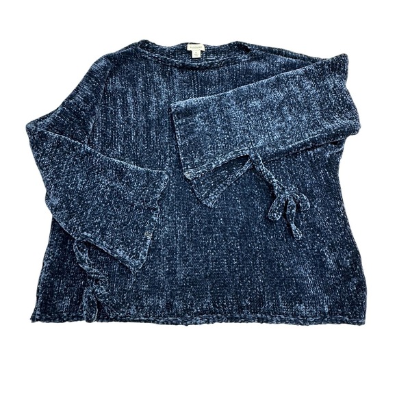 Sundance Sweaters - Sundance Sweater Womens XL Blue Chenille Bell Sleeve Tie Hem Boho Pullover Top